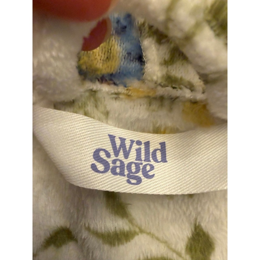 Wild Sage Sadie Hooded Bath Robe with a floral print flannel fleece Sz L/XL - Picture 7 of 10